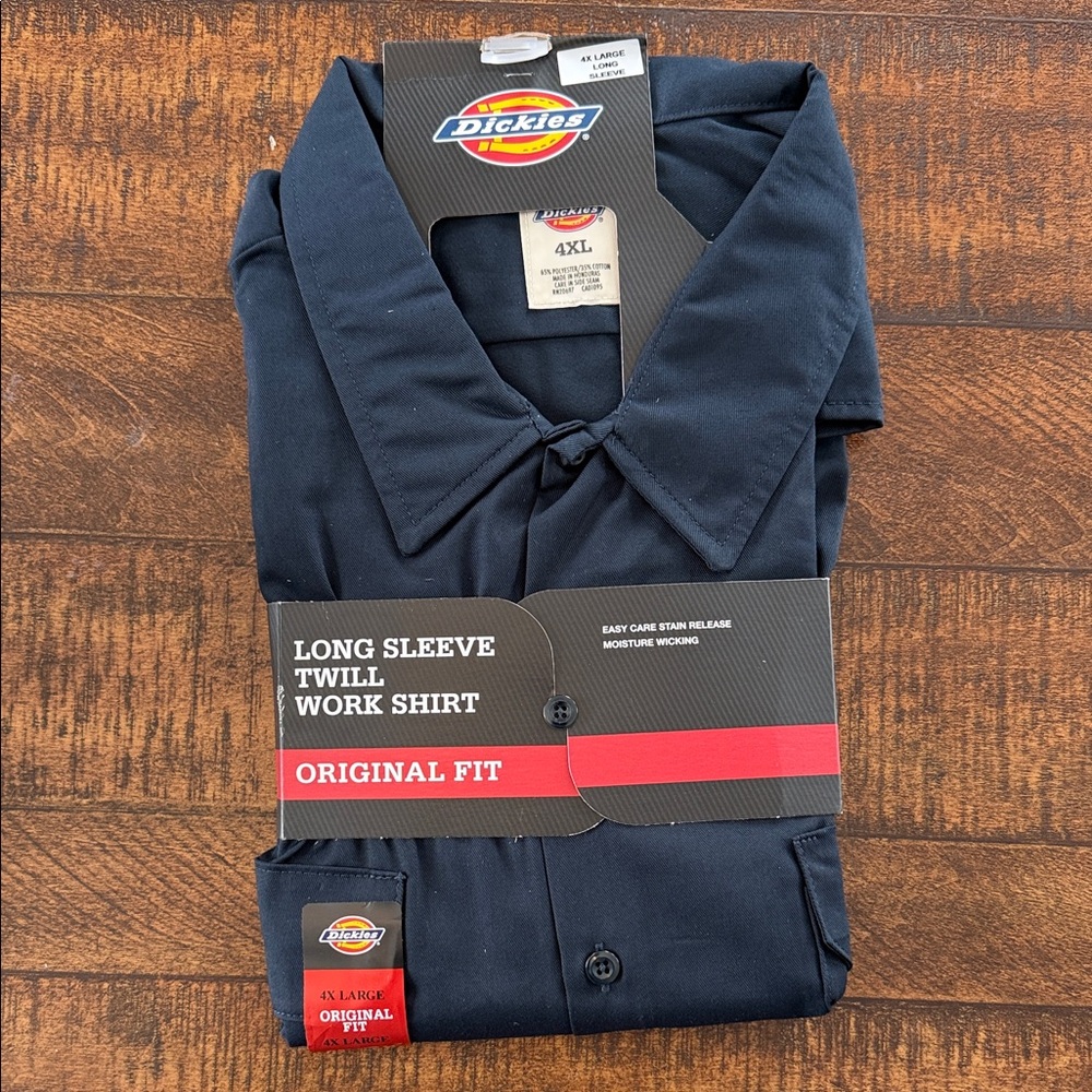 🆕 Dickies Men's Dark Blue Long Sleeve Work Shirt